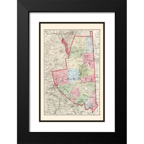Carroll New Hampshire - Walling 1877 Black Modern Wood Framed Art Print with Double Matting by Walling