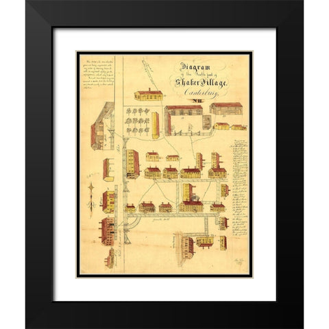 Canterbury New Hampshire - Foster 1849  Black Modern Wood Framed Art Print with Double Matting by Foster