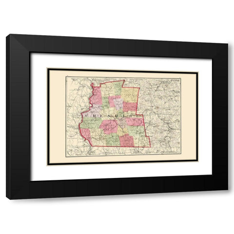Cheshire New Hampshire - Walling 1877 Black Modern Wood Framed Art Print with Double Matting by Walling