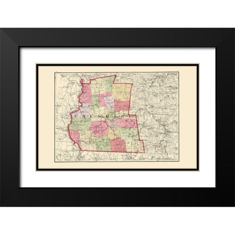 Cheshire New Hampshire - Walling 1877 Black Modern Wood Framed Art Print with Double Matting by Walling