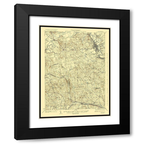 Concord New Hampshire Quad - USGS 1927 Black Modern Wood Framed Art Print with Double Matting by USGS