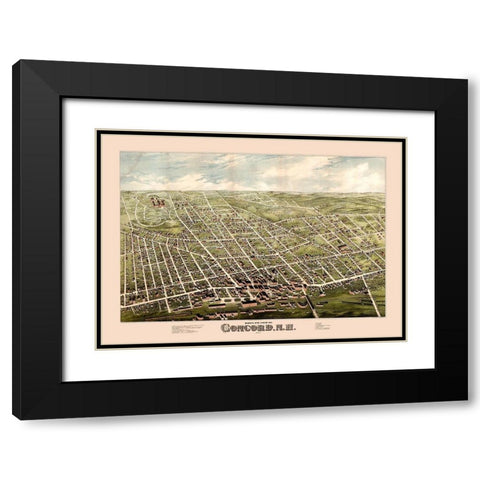 Concord New Hampshire -1875 Black Modern Wood Framed Art Print with Double Matting by Unknown