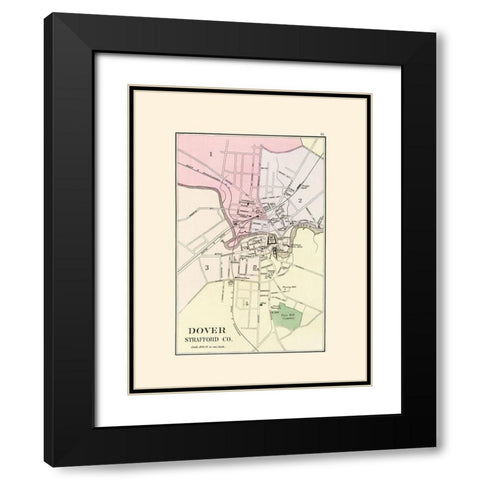 Dover New Hampshire - Hitchcock 1877 Black Modern Wood Framed Art Print with Double Matting by Hitchcock
