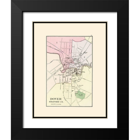Dover New Hampshire - Hitchcock 1877 Black Modern Wood Framed Art Print with Double Matting by Hitchcock