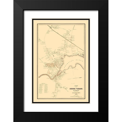 Exeter New Hampshire - Dow 1845  Black Modern Wood Framed Art Print with Double Matting by Dow