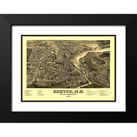 Exeter New Hampshire - Norris 1884  Black Modern Wood Framed Art Print with Double Matting by Norris