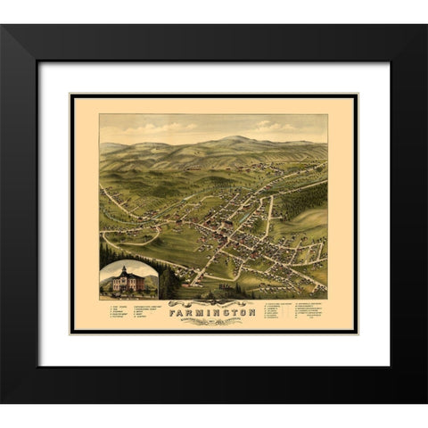 Farmington New Hampshire -1877 Black Modern Wood Framed Art Print with Double Matting by Unknown