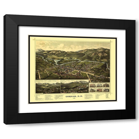 Gorham New Hampshire - Norris 1888  Black Modern Wood Framed Art Print with Double Matting by Norris