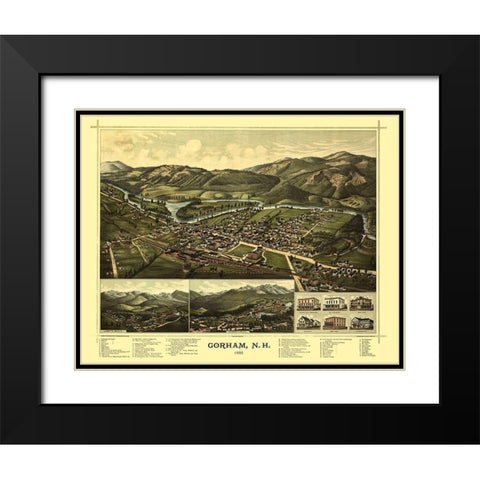Gorham New Hampshire - Norris 1888  Black Modern Wood Framed Art Print with Double Matting by Norris