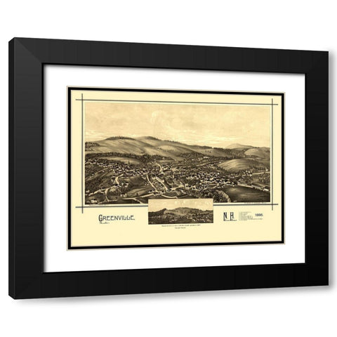 Greenville New Hampshire - Burleigh 1886  Black Modern Wood Framed Art Print with Double Matting by Burleigh