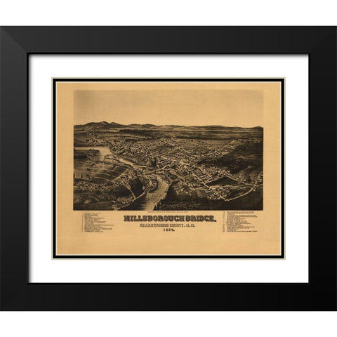 Hillsborough Bridge New Hampshire - Norris 1884  Black Modern Wood Framed Art Print with Double Matting by Norris