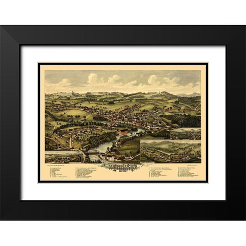 Henniker New Hampshire - Norris 1889  Black Modern Wood Framed Art Print with Double Matting by Norris