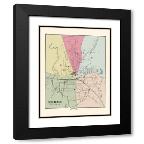 Keene New Hampshire - Hitchcock 1877 Black Modern Wood Framed Art Print with Double Matting by Hitchcock