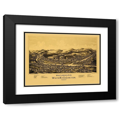 West Lebanon and White River Junction - Norris Black Modern Wood Framed Art Print with Double Matting by Norris