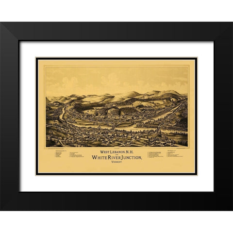 West Lebanon and White River Junction - Norris Black Modern Wood Framed Art Print with Double Matting by Norris