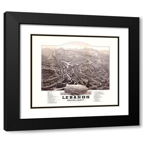 Lebanon New Hampshire - Norris 1884  Black Modern Wood Framed Art Print with Double Matting by Norris