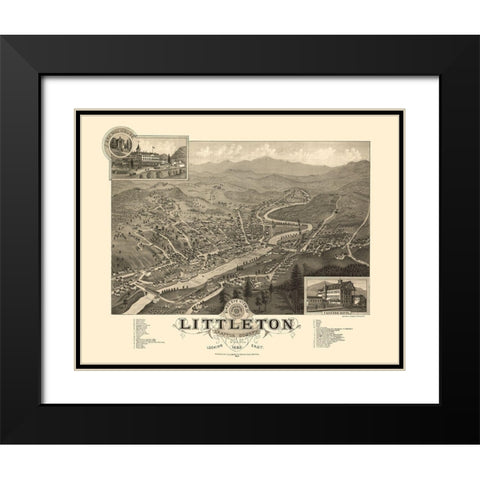 Littleton New Hampshire - Poole 1883  Black Modern Wood Framed Art Print with Double Matting by Poole