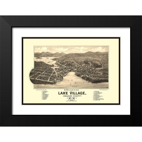 Lake Village New Hampshire - Poole 1883  Black Modern Wood Framed Art Print with Double Matting by Poole