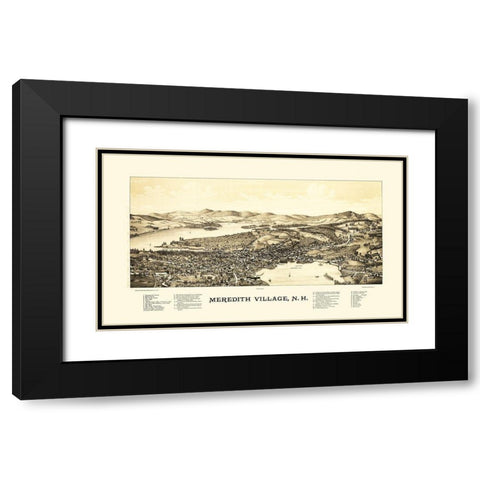 Meredith Village New Hampshire - Norris 1889  Black Modern Wood Framed Art Print with Double Matting by Norris