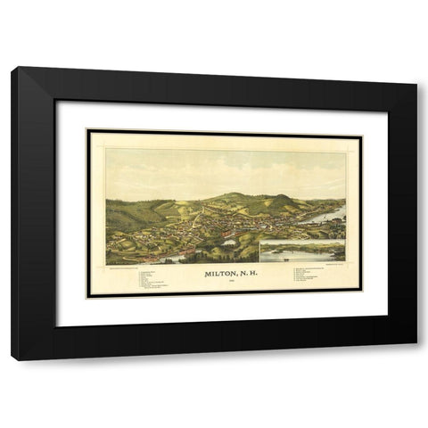 Milton New Hampshire - Norris 1888  Black Modern Wood Framed Art Print with Double Matting by Norris