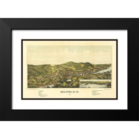 Milton New Hampshire - Norris 1888  Black Modern Wood Framed Art Print with Double Matting by Norris