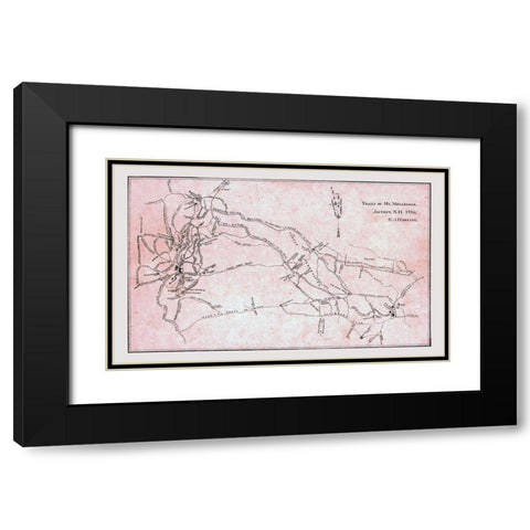 Monadnock New Hampshire - Harling 1916  Black Modern Wood Framed Art Print with Double Matting by Harling