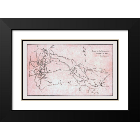 Monadnock New Hampshire - Harling 1916  Black Modern Wood Framed Art Print with Double Matting by Harling