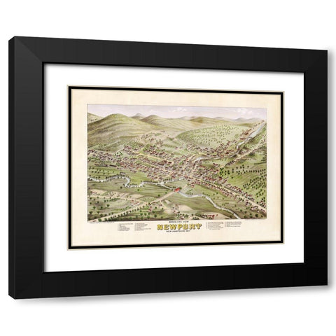 Newport New Hampshire - Stoner 1877  Black Modern Wood Framed Art Print with Double Matting by Stoner