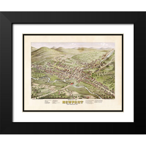 Newport New Hampshire - Stoner 1877  Black Modern Wood Framed Art Print with Double Matting by Stoner