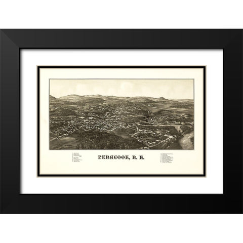 Penacook New Hampshire - Burleigh 1887  Black Modern Wood Framed Art Print with Double Matting by Burleigh