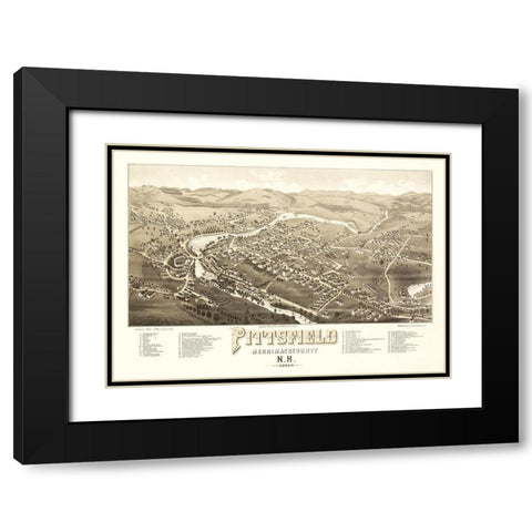 Pittsfield New Hampshire - Norris 1884  Black Modern Wood Framed Art Print with Double Matting by Norris