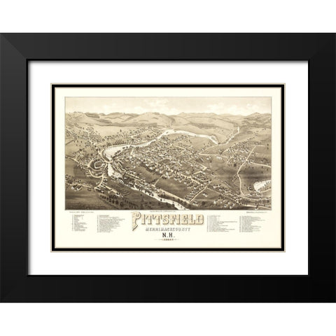 Pittsfield New Hampshire - Norris 1884  Black Modern Wood Framed Art Print with Double Matting by Norris