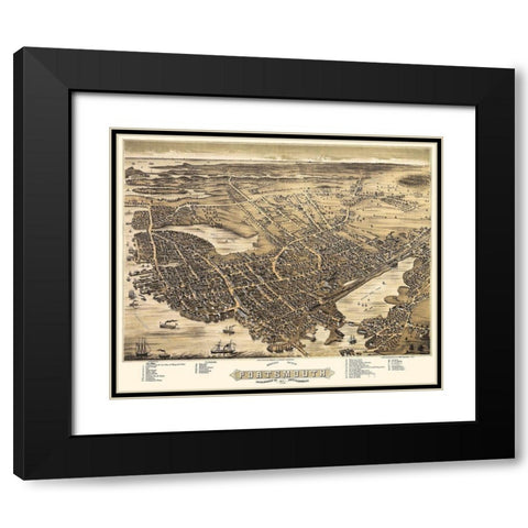 Portsmouth New Hampshire - Bremner 1877 Black Modern Wood Framed Art Print with Double Matting by Bremner