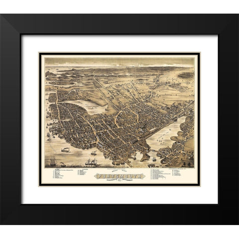 Portsmouth New Hampshire - Bremner 1877 Black Modern Wood Framed Art Print with Double Matting by Bremner