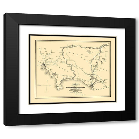 Portsmouth and Concord Railroad - Carter 1845 Black Modern Wood Framed Art Print with Double Matting by Carter
