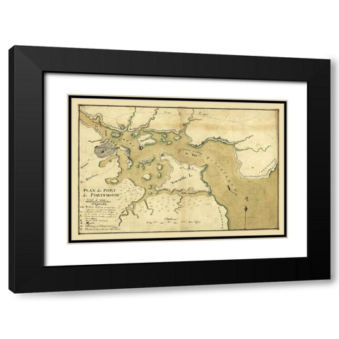 Portsmouth New Hampshire -1782 Black Modern Wood Framed Art Print with Double Matting by Unknown