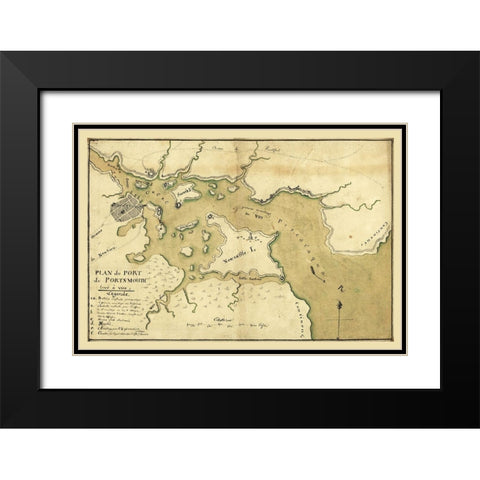 Portsmouth New Hampshire -1782 Black Modern Wood Framed Art Print with Double Matting by Unknown