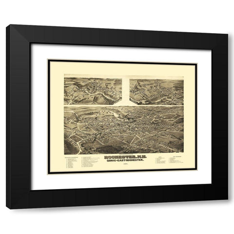 Rochester New Hampshire - Norris 1884  Black Modern Wood Framed Art Print with Double Matting by Norris