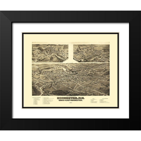 Rochester New Hampshire - Norris 1884  Black Modern Wood Framed Art Print with Double Matting by Norris