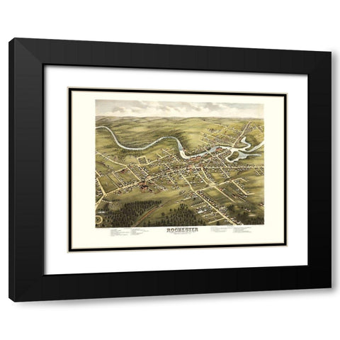 Rochester New Hampshire - Stoner 1877  Black Modern Wood Framed Art Print with Double Matting by Stoner