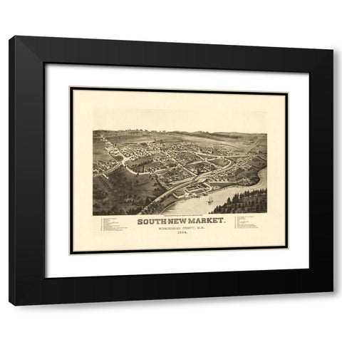 South Newmarket New Hampshire - Norris 1884  Black Modern Wood Framed Art Print with Double Matting by Norris
