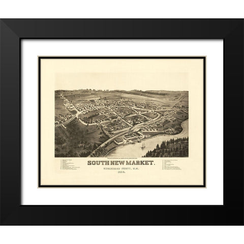 South Newmarket New Hampshire - Norris 1884  Black Modern Wood Framed Art Print with Double Matting by Norris