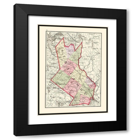 Strafford New Hampshire - Walling 1877 Black Modern Wood Framed Art Print with Double Matting by Walling