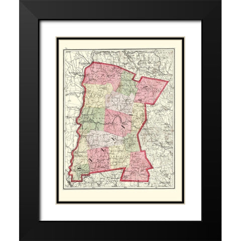 Sullivan New Hampshire - Walling 1877 Black Modern Wood Framed Art Print with Double Matting by Walling
