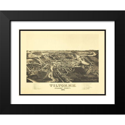 Tilton New Hampshire - Norris 1884  Black Modern Wood Framed Art Print with Double Matting by Norris