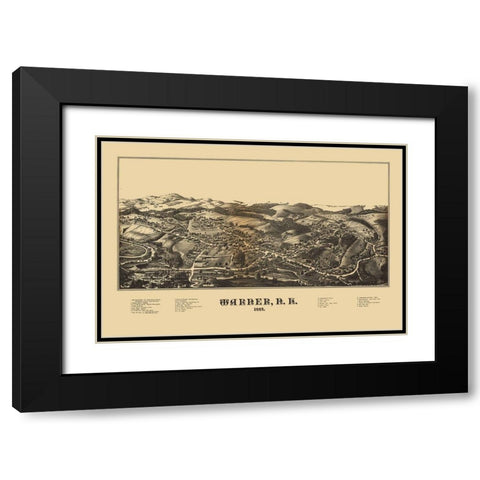 Warner New Hampshire -1887 Black Modern Wood Framed Art Print with Double Matting by Unknown