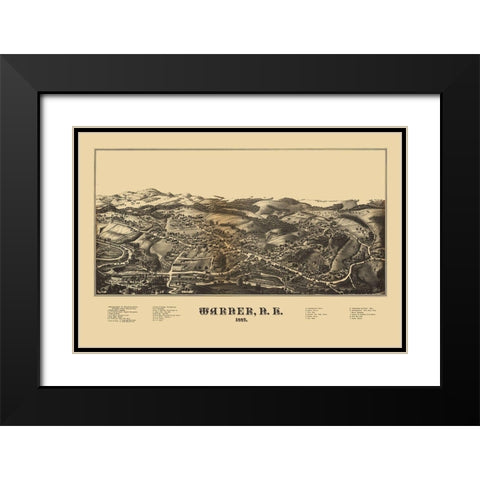 Warner New Hampshire -1887 Black Modern Wood Framed Art Print with Double Matting by Unknown