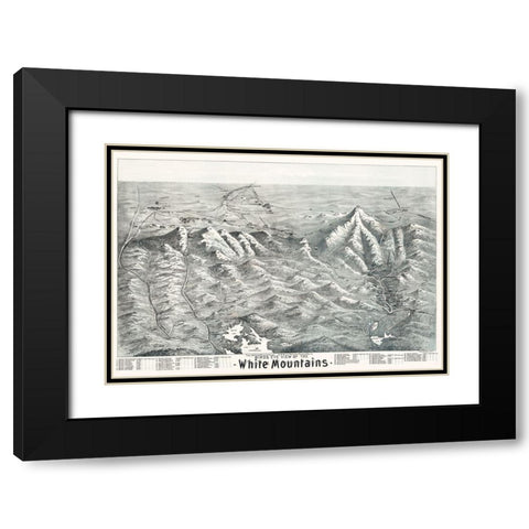 White Mountains New Hampshire - Morris 1890  Black Modern Wood Framed Art Print with Double Matting by Morris
