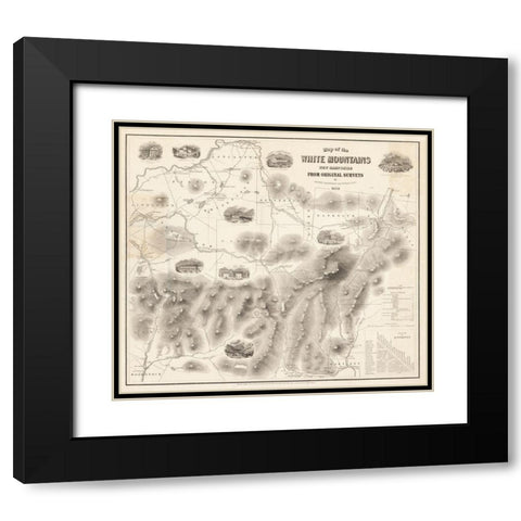 White Mountains New Hampshire -Boardman 1858  Black Modern Wood Framed Art Print with Double Matting by Boardman