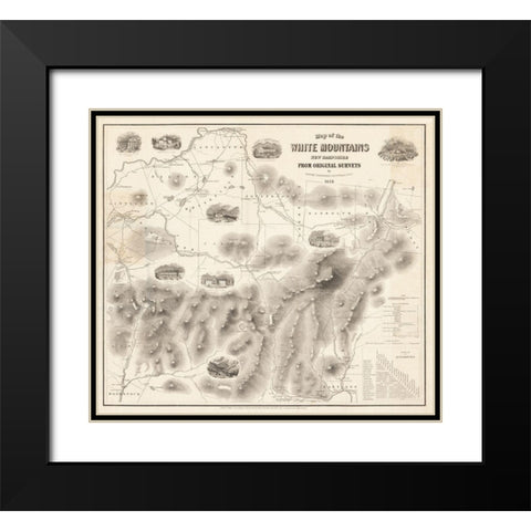 White Mountains New Hampshire -Boardman 1858  Black Modern Wood Framed Art Print with Double Matting by Boardman